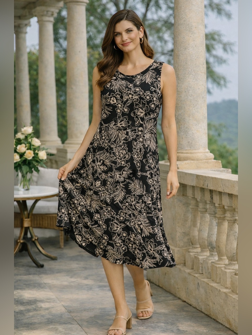 J. Jill Women’s Wearever Collection Shift Maxi Dress Floral Stretch Resort Sz XS